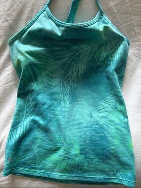 Women’s Teal Palm-Pattern Racerback Tank Top